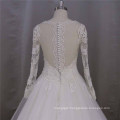 Long Sleeve Low-Cut Long Trail Wedding Dress